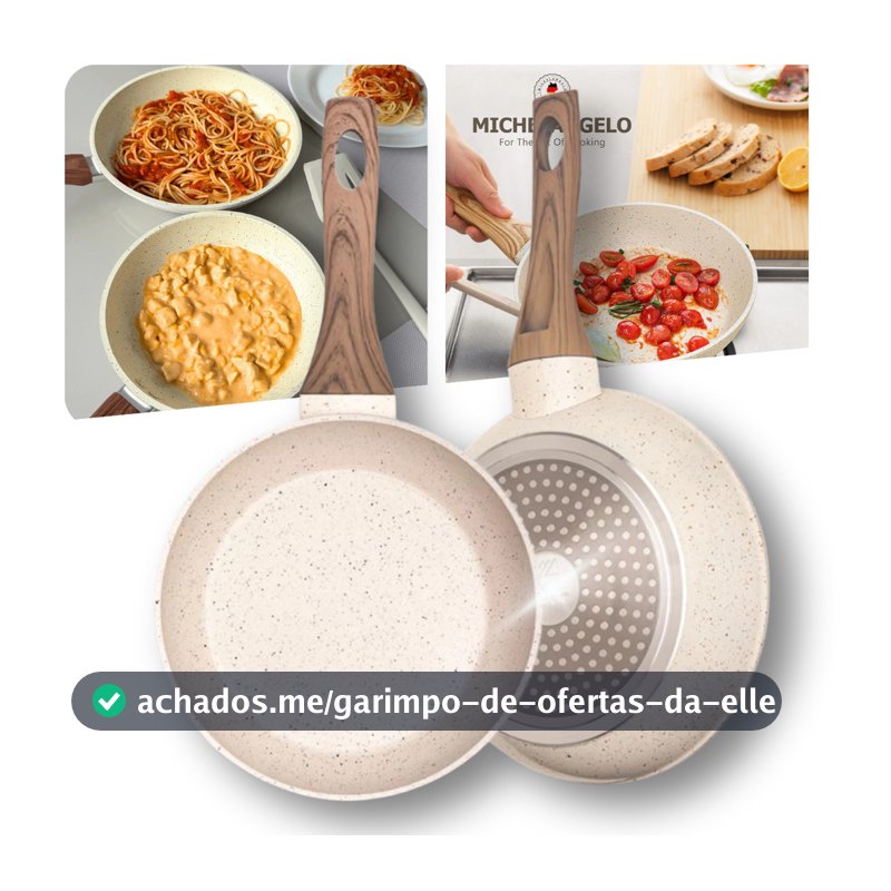 Frigideira Antiaderente Não Usa Óleo Cerâmica Vanilla Cream Branca Bege Fundo Triplo Premium Indução
