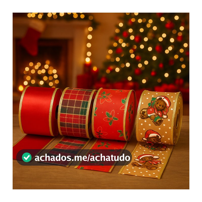Fita Decoração Natal 10 Metros Decoração Laço Natalino Presente Fita Decoração Arvore de Natal