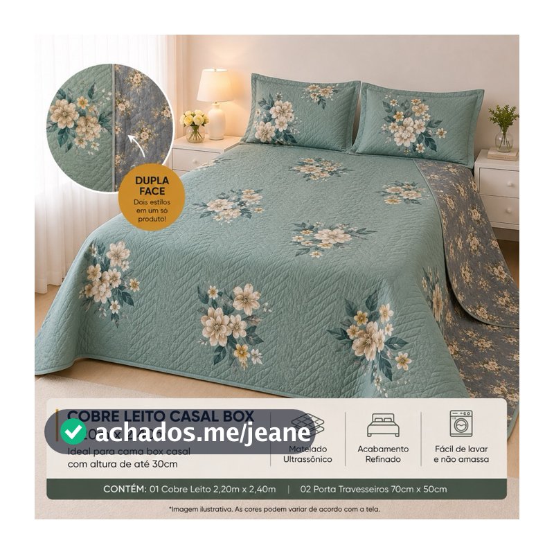 COBRE LEITO CASAL BOX DUPLA FACE – 2,20m x 2,40m