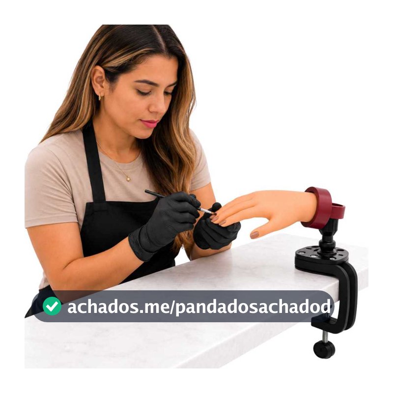 Kit Mão Profissional Anatômica Silicone Treino Unhas Suporte 360° Manicure Nail Designer
