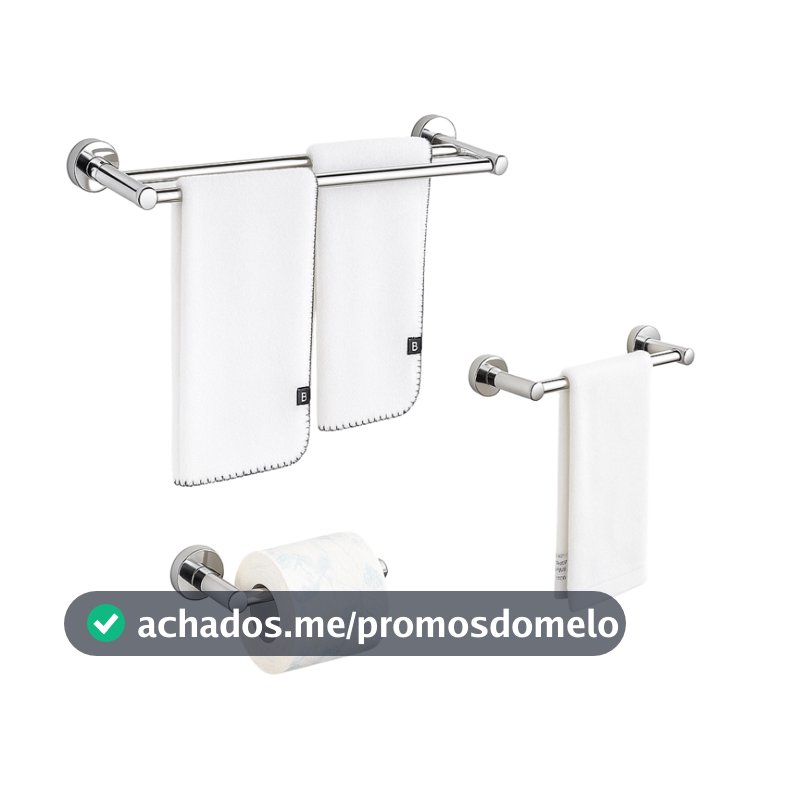 Lumai Kit Suportes de Banheiro 3 Acessórios Toalheiro Duplo - Porta Papel - Toalha de Rosto Aço Inox