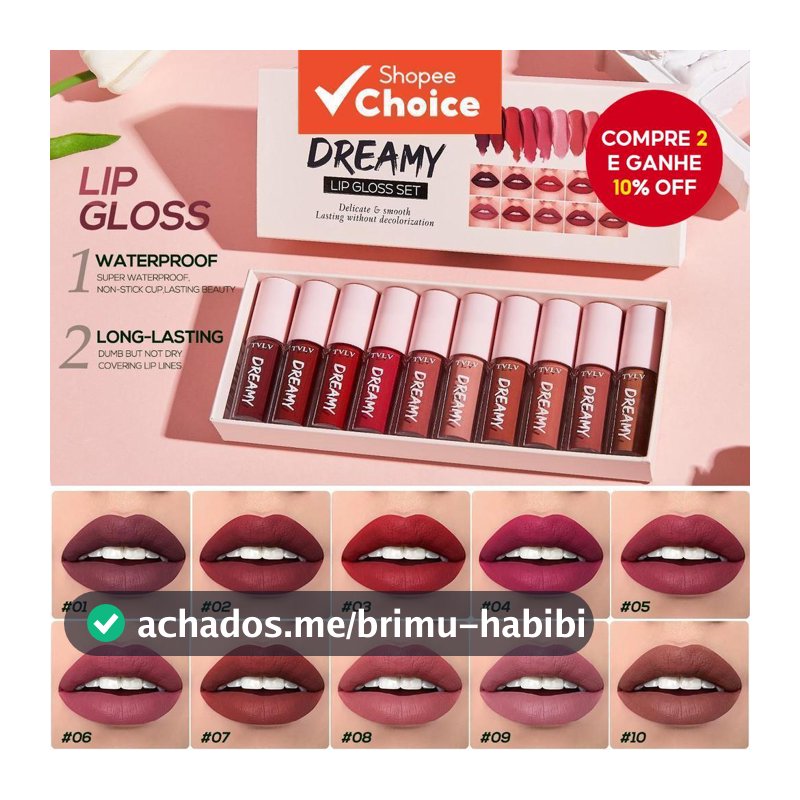 Conjunto Labial Fosco Final De 10 Cores TVLV-Veludo , À Prova De Transferência D'água , Sem Secagem , Escolha De Desgast