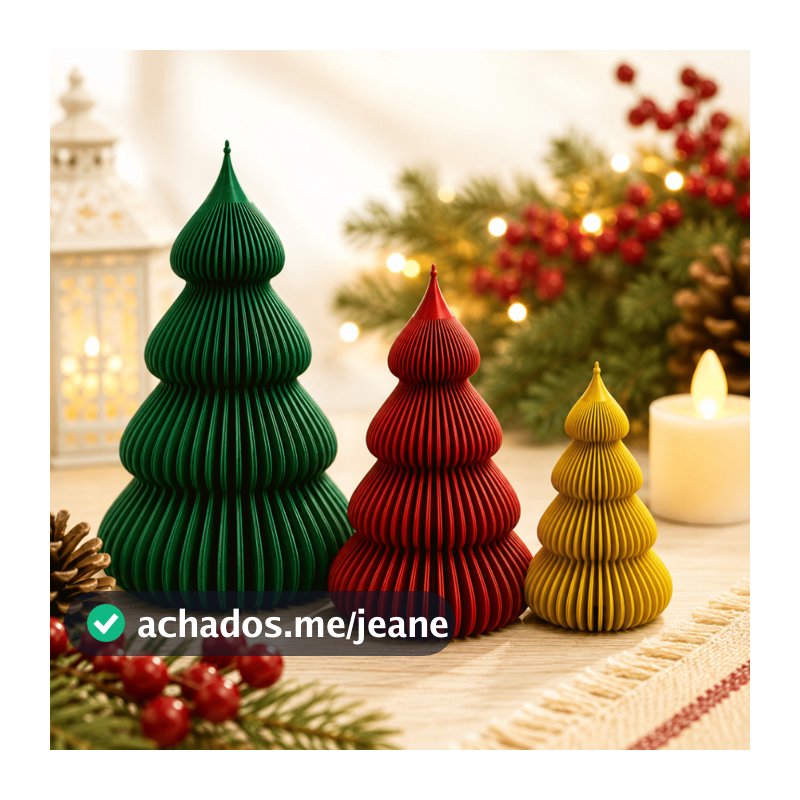 Trio de Árvores de Natal Decorativas – Enfeites Natalinos Charmosos