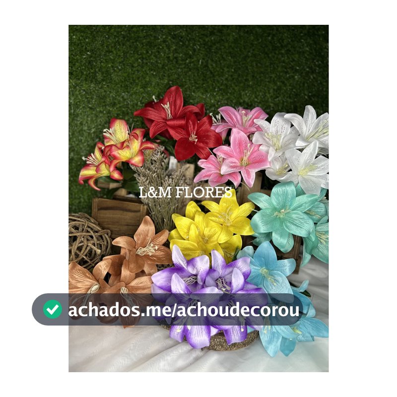 Buquê de Lírio artificial com 5 flores ideal para arranjos e decoração de casamento, casa, festas e eventos