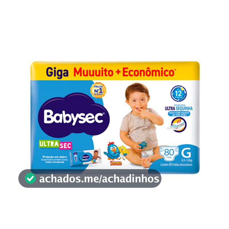 Fralda Babysec Ultrasec Giga Tamanho G 80 Unidades Descartáveis