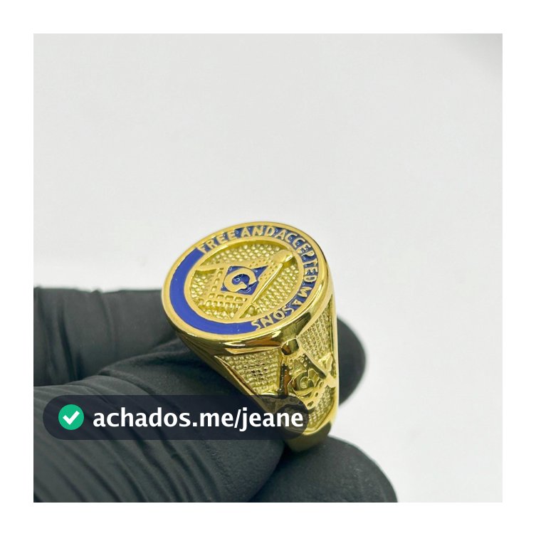 Anel Maçônico Dourado Masculino