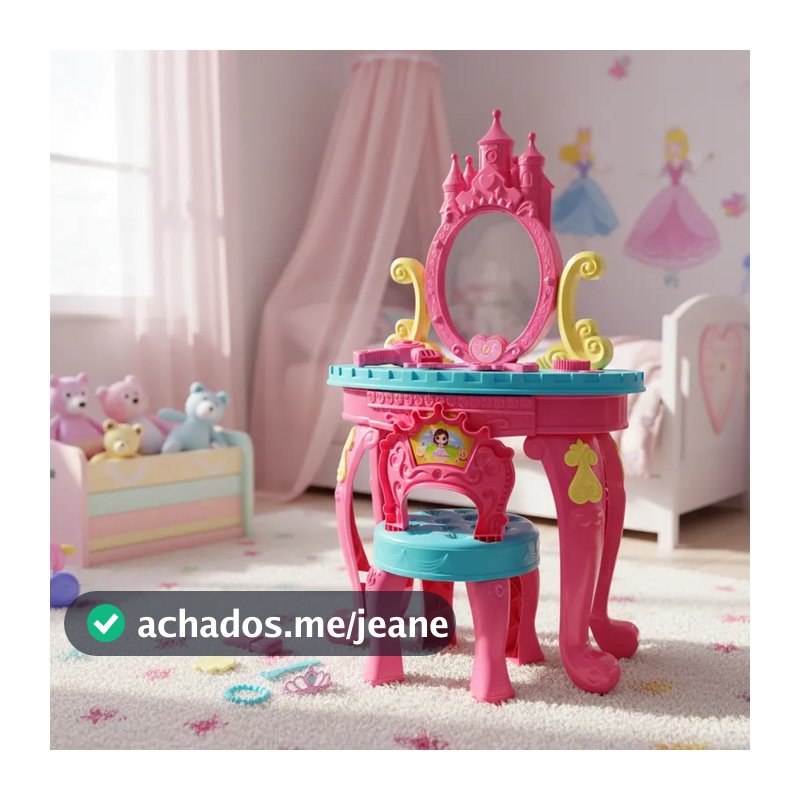 Penteadeira Infantil Princesa Rosa Com Acessórios e Banquinho Homeplay Super Oferta Envio Rapido