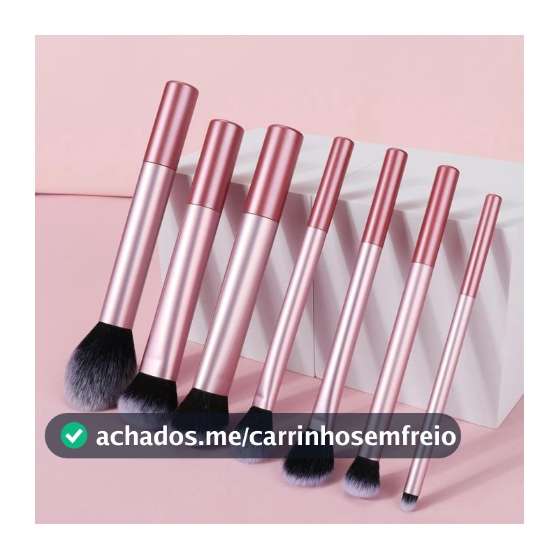 Kit 7 Pincéis de Maquiagem profissional 024-142 ROSA