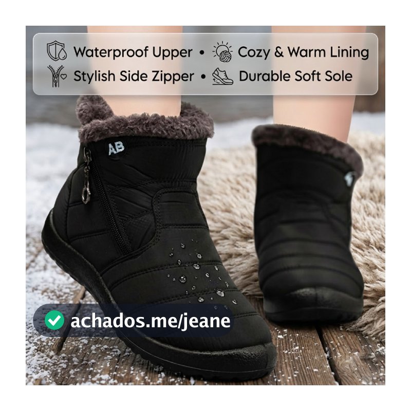 Botas De Inverno Femininas Para Neve, Botas De Cano Curto Impermeáveis em Camurça, Tamanhos 35/36/37/38/39/40/41