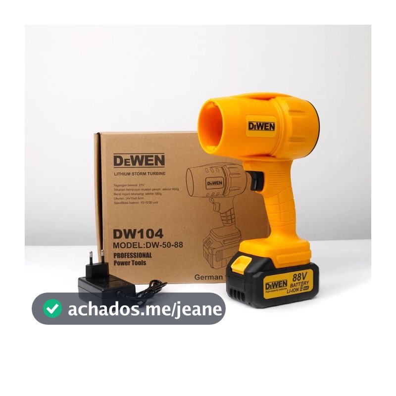 Soprador de Folhas Turbo Recarregável 88V - Bateria Potente para Limpeza Interna e Externa de Carros