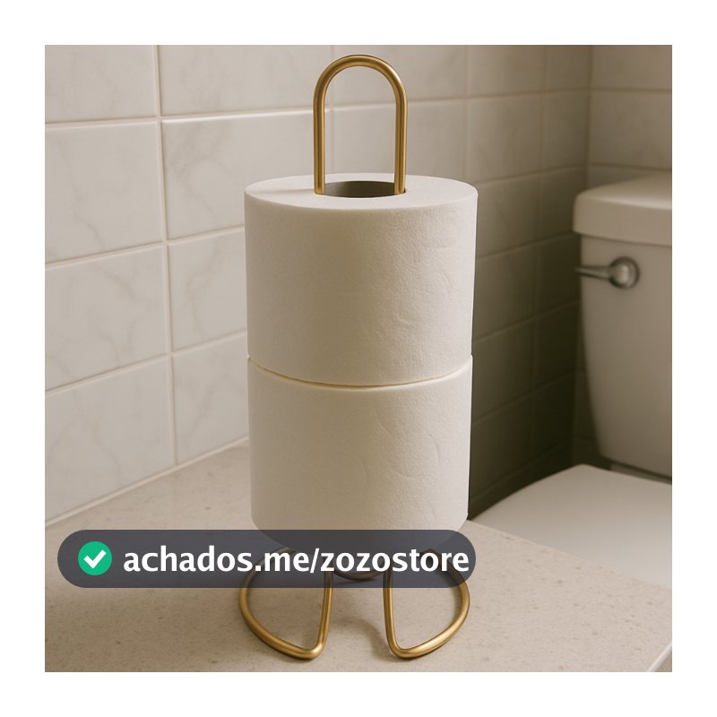 Suporte de Chão Porta Rolo Papel Higiênico Dourado Rosê Gold Papeleira Inox Grande Pequena