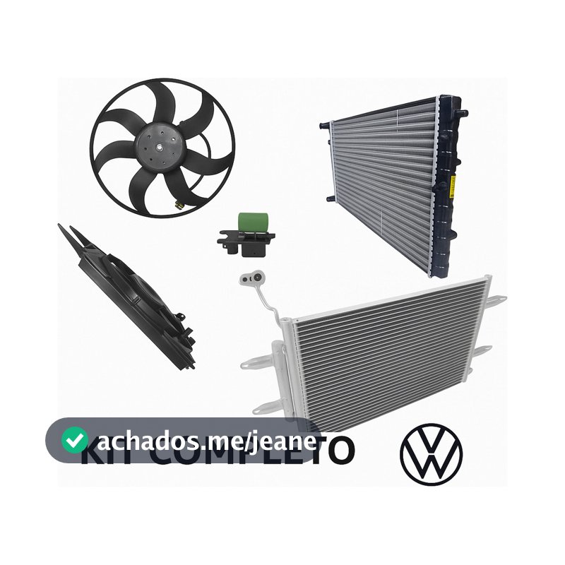 Kit Arrefecimento VW Gol Saveiro Voyage Fox Polo G5 G6 G7 G8 com Radiador, Condensador e Eletroventilador