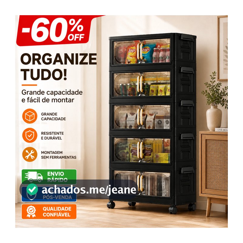 DRELIFE Armário de Armazenamento Dobrável em Polipropileno com Portas Transparentes 3L 4L 5L para Casa