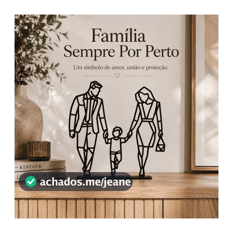 Escultura Decorativa Família Geométrica Pai Mãe e Filho Minimalista Enfeite Sala Estante