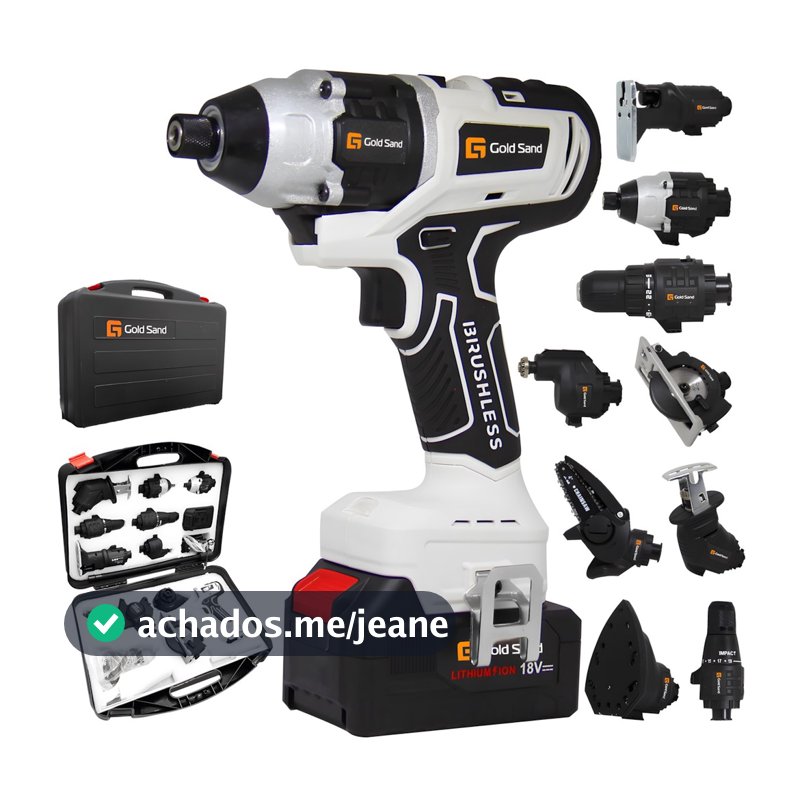 Kit 10 em 1 Parafusadeira Furadeira Lixadeira Serra Motosserra Martelete Elétrico Impacto Portátil