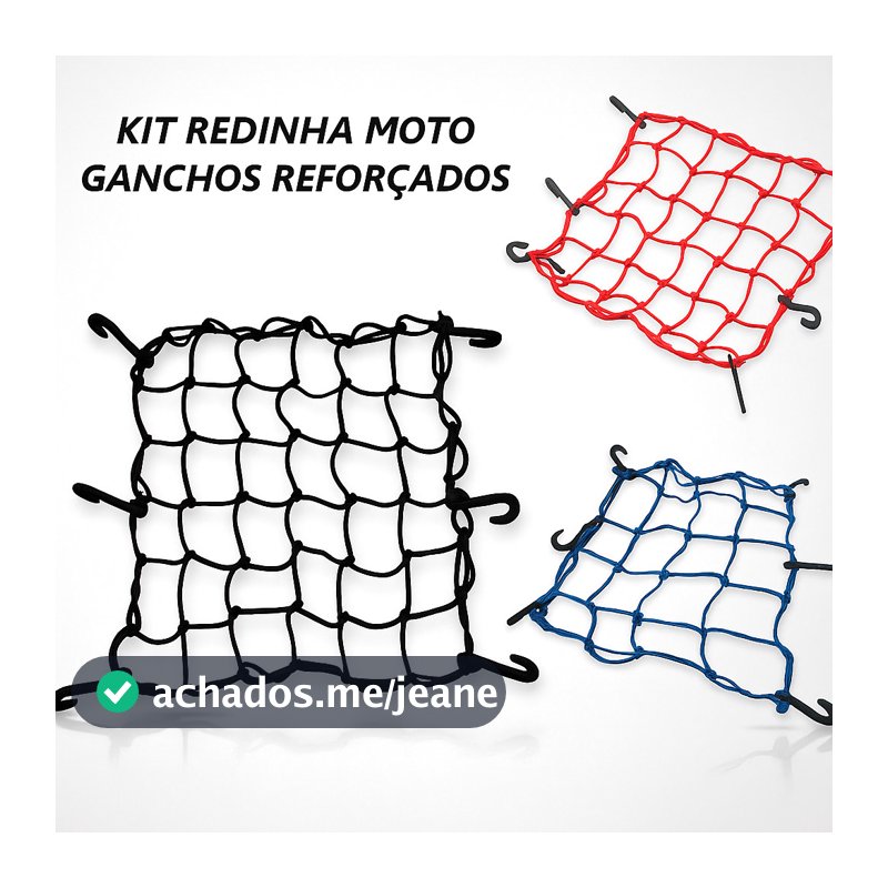 Rede Elástica Moto Bike Redinha Porta Cargas Aranha Capacete Estica Reforçada e Resistente