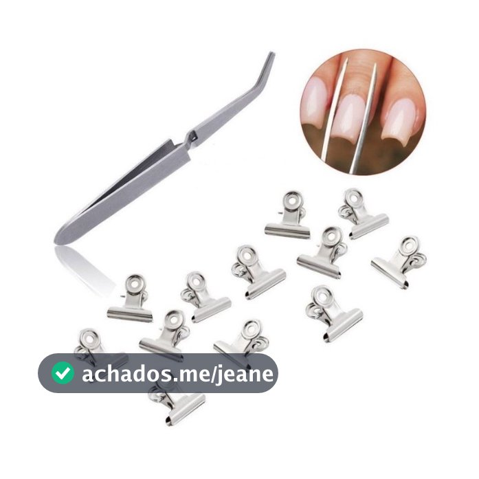 Kit 12 Presilhas + 1 Pinça Unha Especial Para Curvatura C