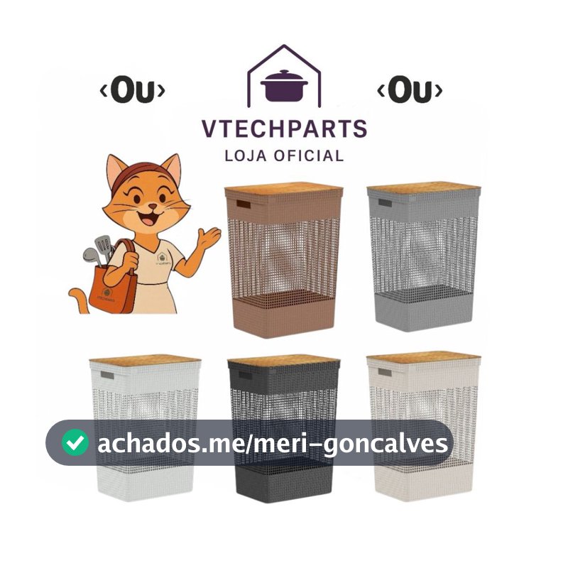 Cesto De Roupas OU Grid Com Tampa De Bambu 49 Litros 5 cores disponíveis
