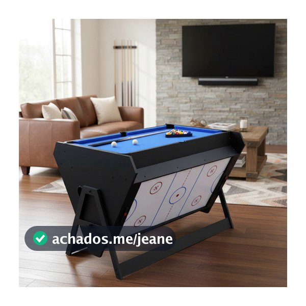 Mesa Giratória MDF 3 em 1 Bilhar Pebolim e Air Game com Acessórios Completos Ventilador Integrado Bivolt Diversão Total