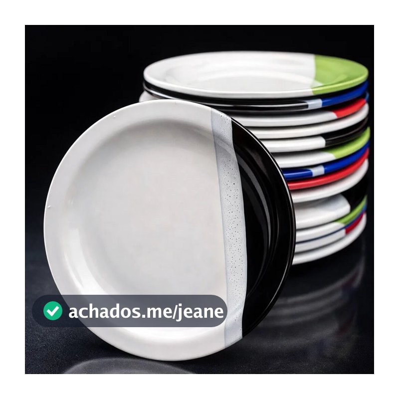 Kit 4 Peças Jogo de Jantar em Cerâmica Premium – Prato Raso 25cm – Prato Fundo 23cm - 2ª Linha