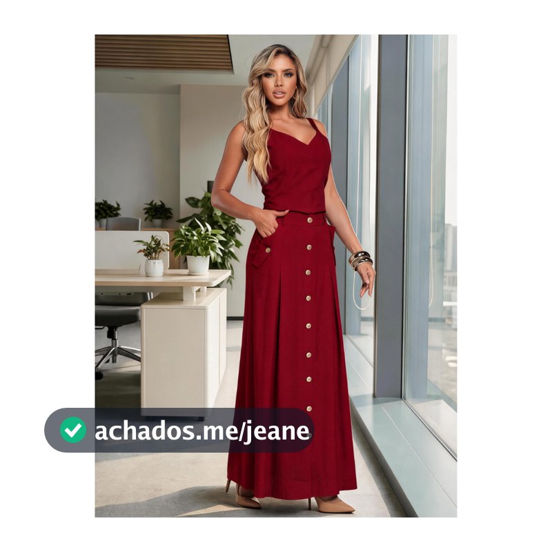 Conjunto Feminino Com Saia Longa, Regata Com Elástico Nas Costas Bolso E Elegante Casamento Casual