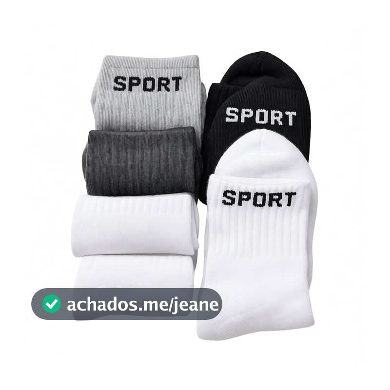KIT 3/4/12 Pares De Meias Cano Alto SPORT ALGODÃO meia branca cano alto meia cano alto meia cano alto （meia Sport--001）