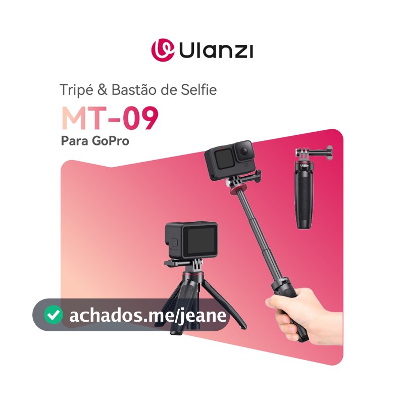 ULANZI MT-09 GoPro Vlog Tripé, cabo de mão e bastão de selfie para foto e vídeo