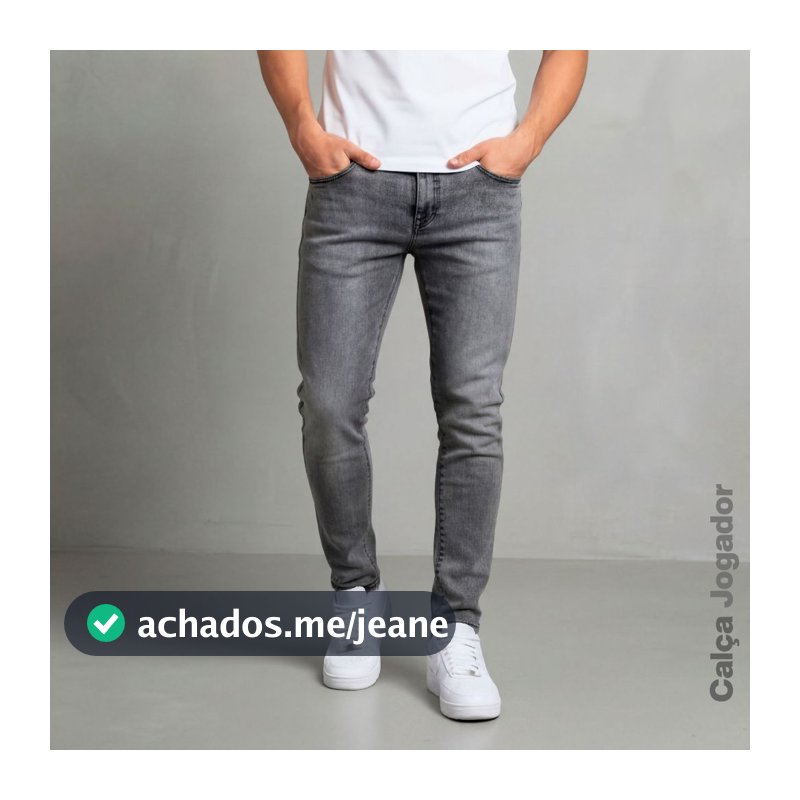 Calça Jeans Masculina Skinny Slim Fit Grafite Com Elastano Lycra Estilo Jogador Confortável 38 ao 48