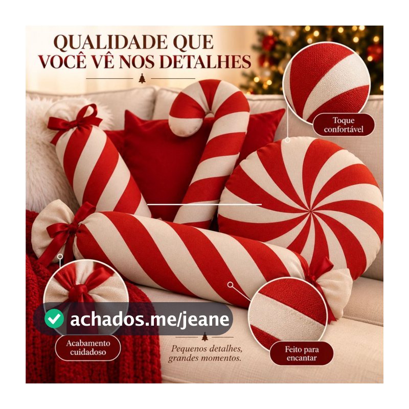 Almofada Criativa Doce Candy Natal Vermelha