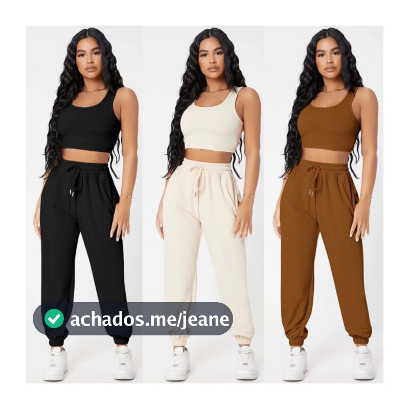 Conjunto Feminino Varias Cores Calça e Blusinha em Tecido Exclusivo Premium