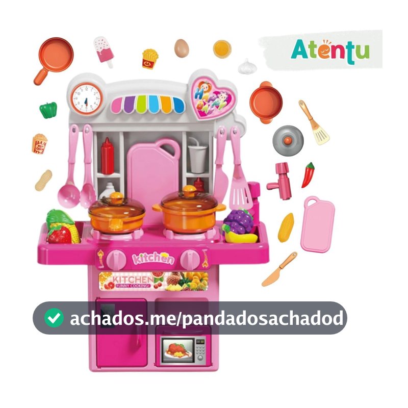 Cozinha Infantil Completa de Brinquedo com Luz e Som Sai Água Geladeira Fogão