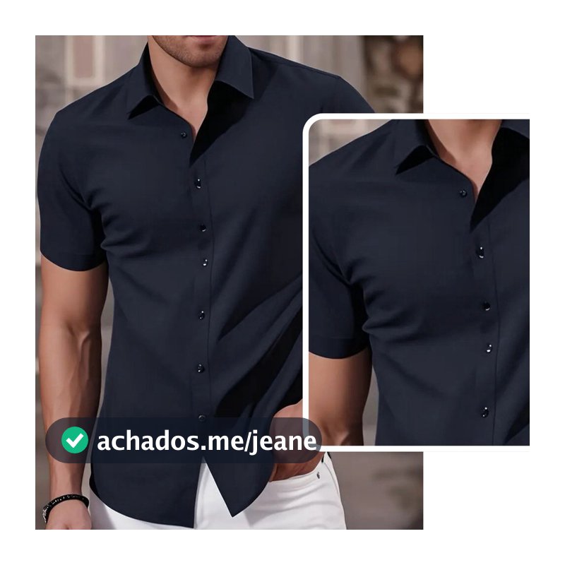 Camisa Social Masculina Slim com Elastano – Não Amassa e Veste Perfeito