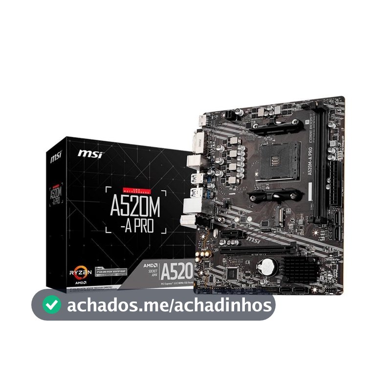 Placa-Mãe MSI A520M-A PRO, AMD AM4, mATX, DDR4, Preto - A520M-A PRO