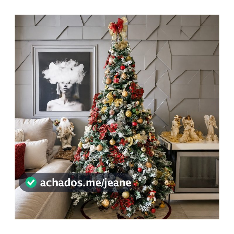 Árvore de Natal Nevada Luxo Pé de Metal 1,80m 2,10m 2,40m Pinheiro com Neve