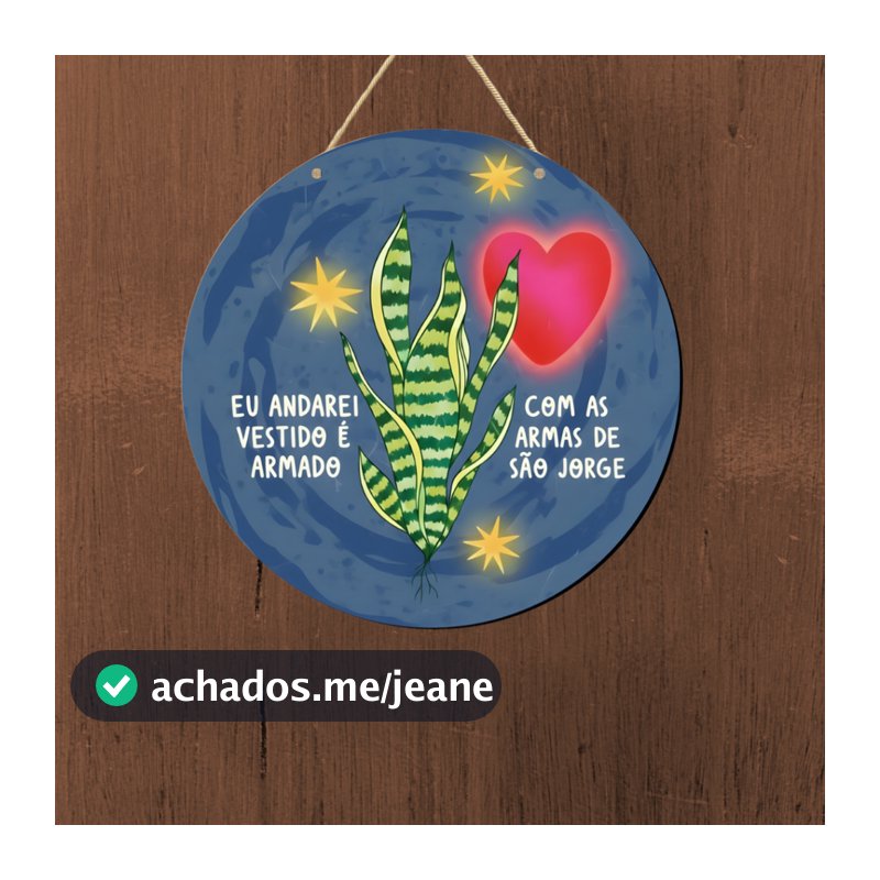Placa de Porta São Jorge "Eu andarei vestido e armado" - Enfeite MDF Decorativo Religioso