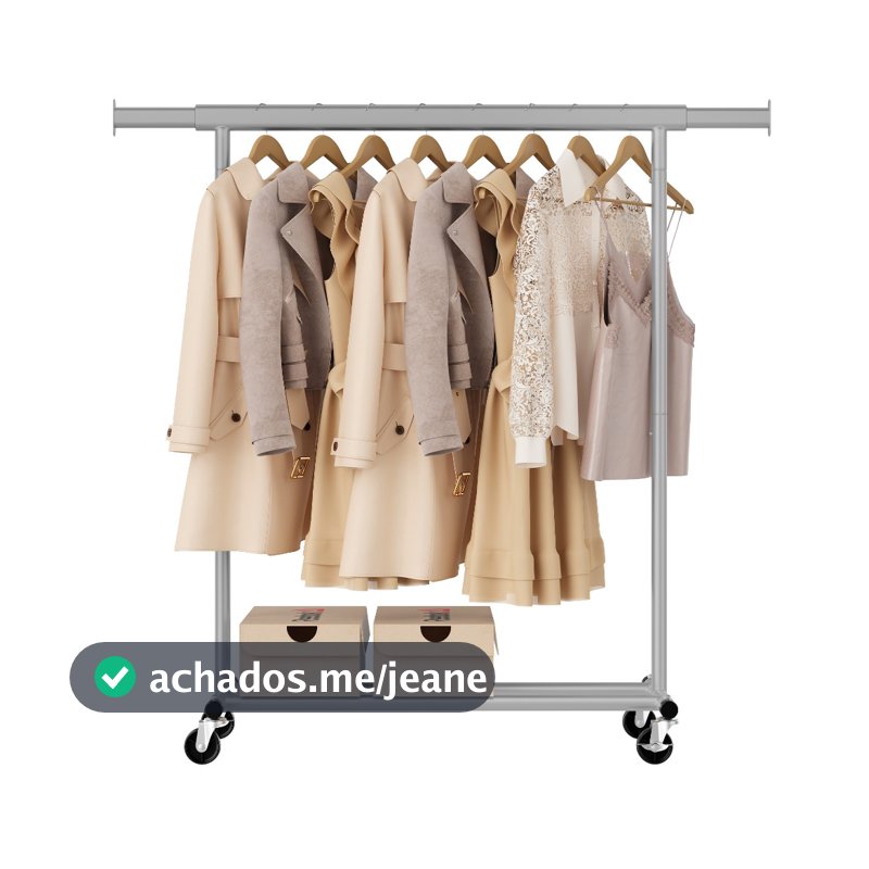SONGMICS Cabideiro Metálico Portátil, Arara de Roupas com Rodas, Suporte Extensível para Quarto, Branco, Montagem Fácil