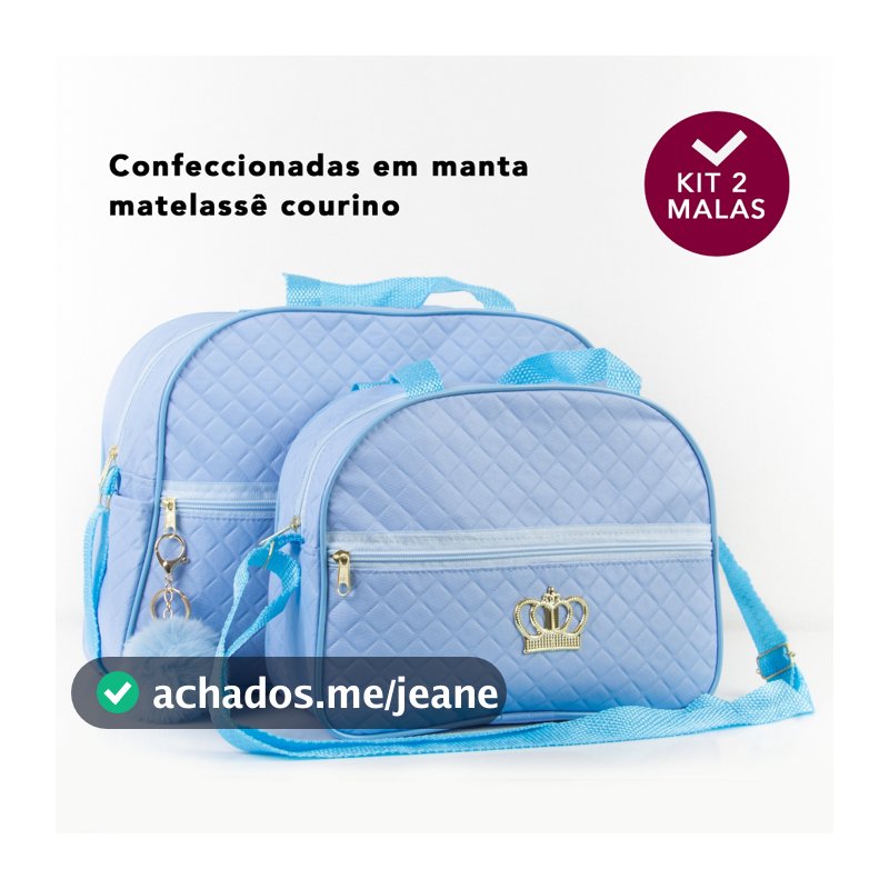Kit Bolsa Maternidade 2 peças Varias Cores Lisas Mala Maternidade Mochila Maternidade Menino Menina C/ POMPOM