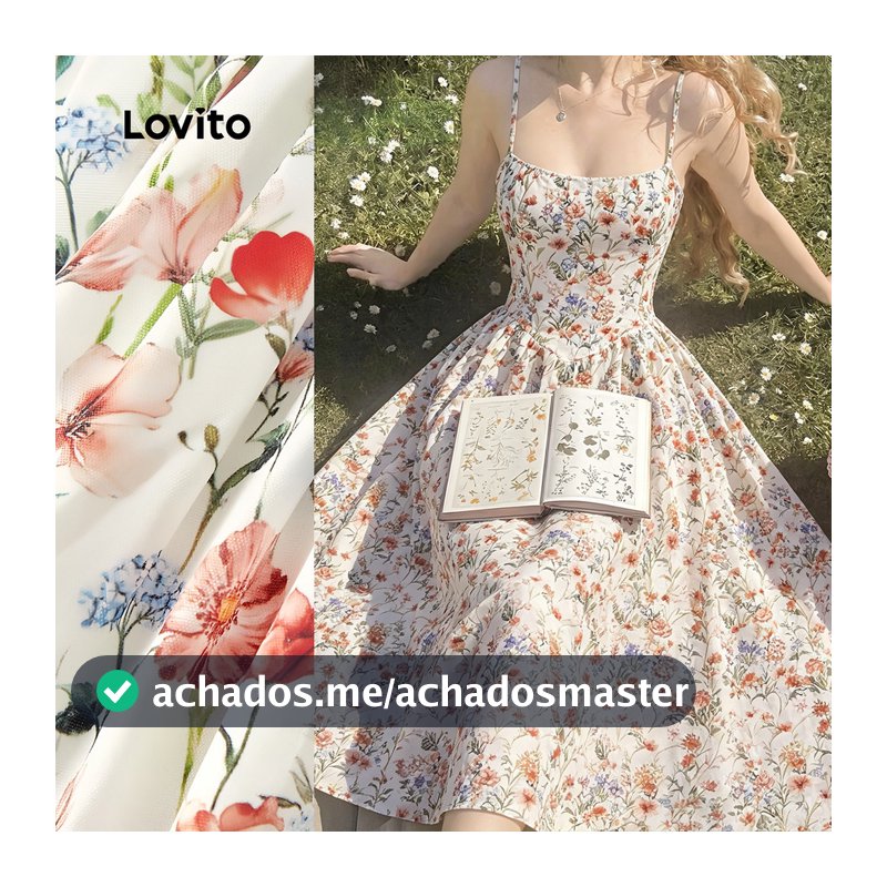 Lovito Padrão de Vestido Casual Vestido de Primavera/verão para mulheres LK7AD062