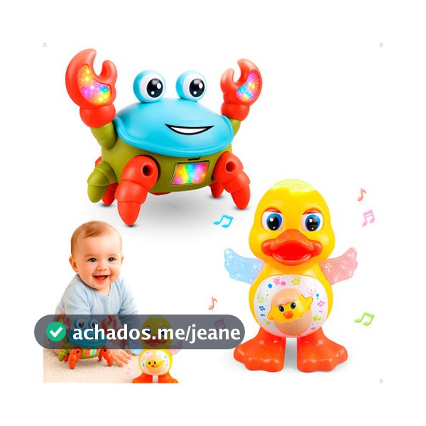 Kit Brinquedos Pato Dançante E Caranguejo Fujão Infantil Som