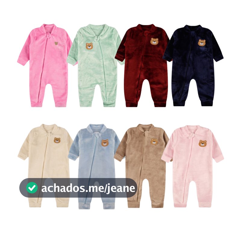 Kit 2 Macacões Infantil Peluciado em Fleece com Ziper Manga Longa