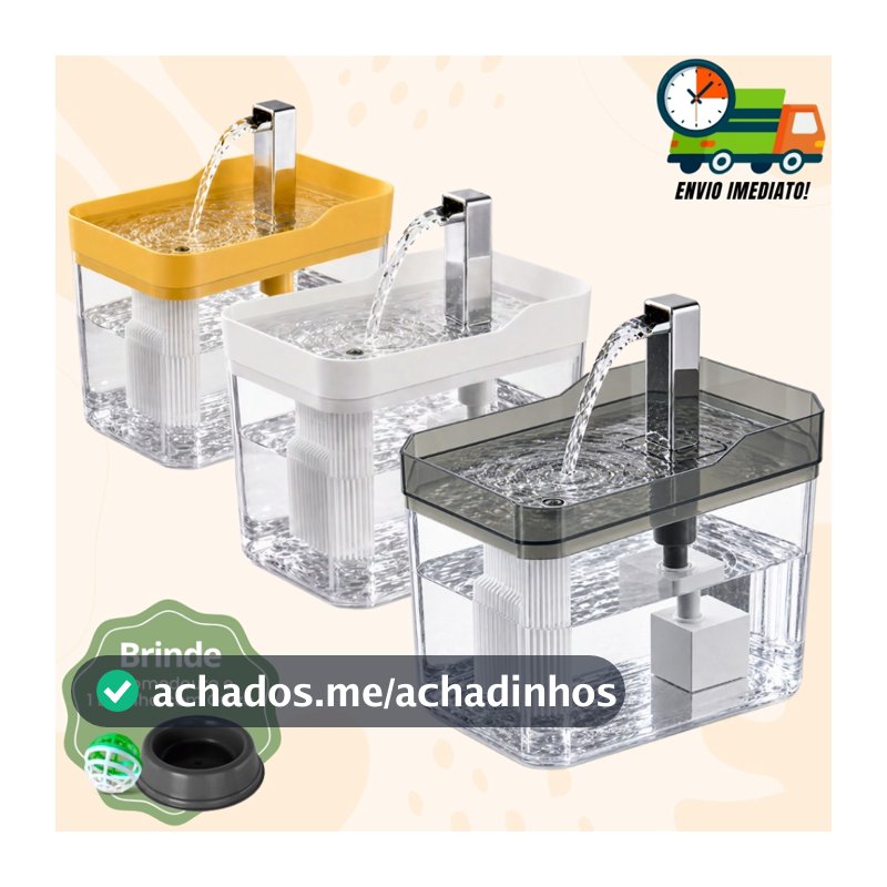 Fonte Para Gatos Automática Bebedouro Purificador de Água Bivolt Com Filtro + Comedouro Promoção
