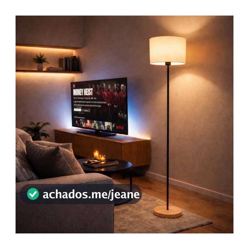 Luminaria de Piso 140cm LED c/ Cúpula Moderna BiVolt Chão Estilo Minimalista Abajur Sala de Estar Premium Design