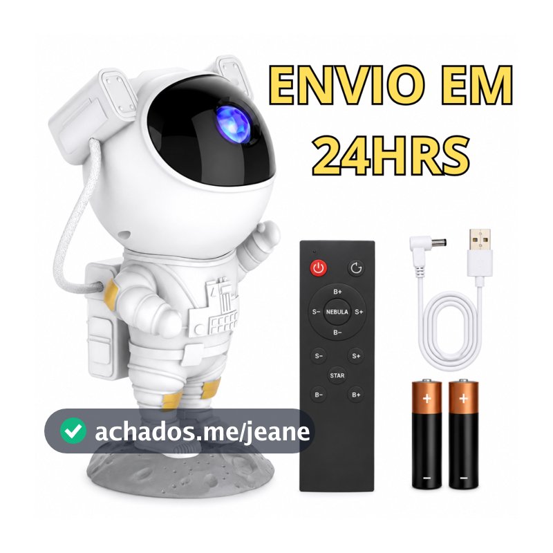 Projetor Galáxia Astronauta Controle Remoto Efeito Nebulosa Estrela Rotação 360 Cabeça Magnética USB