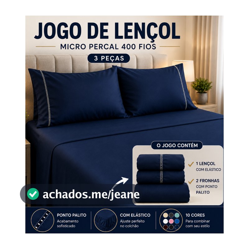 Lençol 400 Fios + 2 Fronhas Toque de Hotel Percal |Solteiro|Casal|Queen|king