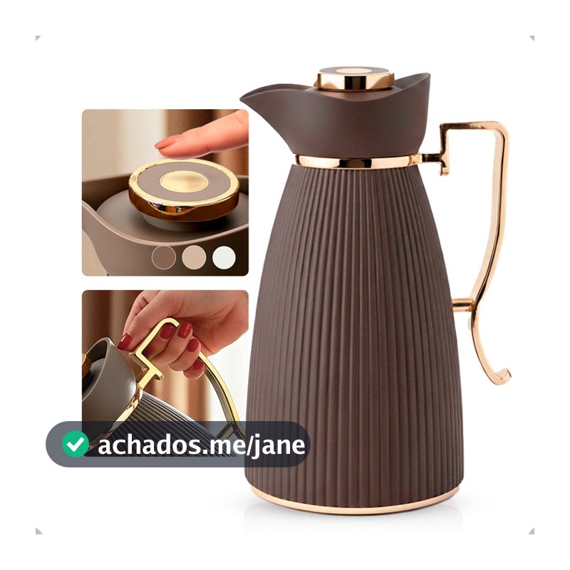 Garrafa Térmica Zaya Tuut 1L Canelada Design Sofisticado, Mantém Bebidas Quentes E Frias, Ideal Para Café E Chá