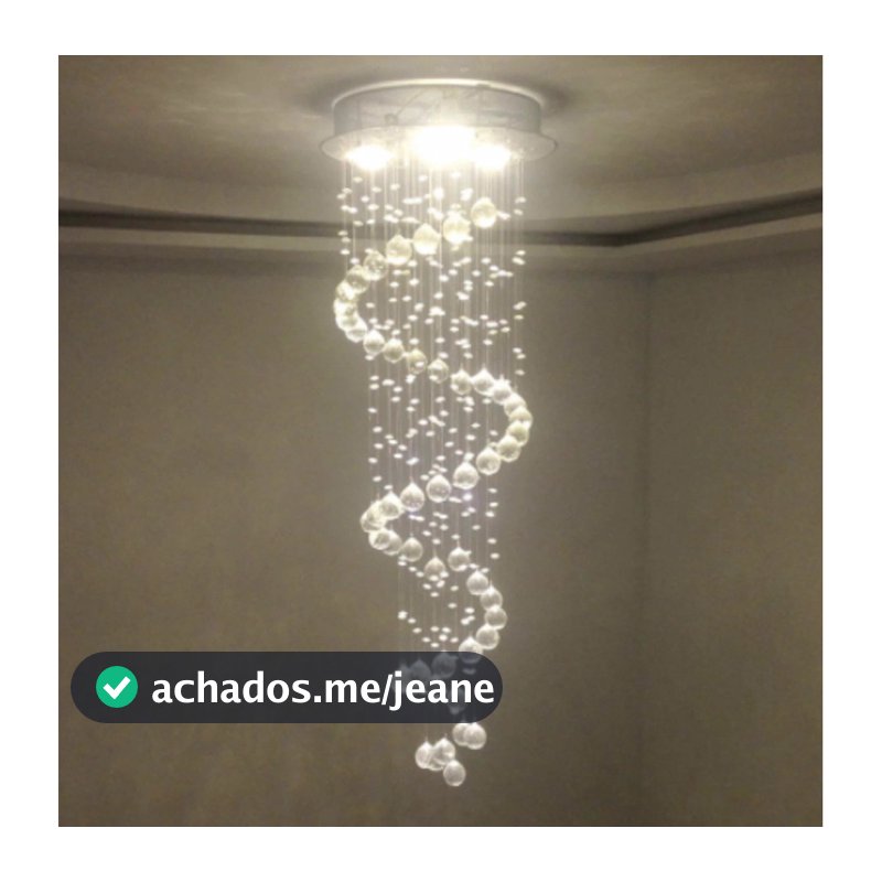 Lustre Espiral de Cristal K9 Legitimo para Sala de Jantar – Base 30cm Inox