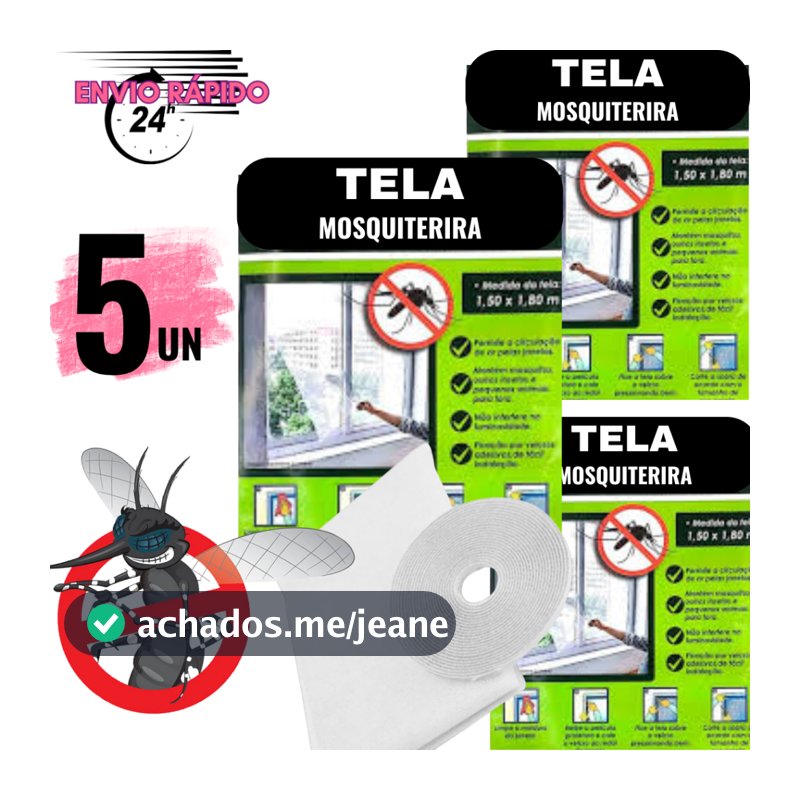 Kit 5 / 3 Telas Mosqueteira GRANDE Janela Ajustável 1,30Mx1,50M Anti Insetos Dengue Mosquito