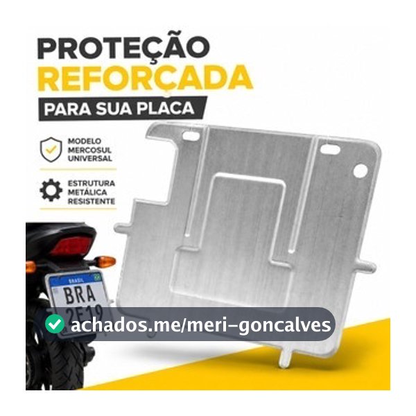 Suporte Protetor De Placa Moto Mercosul Universal Moldura De Ferro Reforçado Aço Anti Vibração Evita Quebrar E Trincar