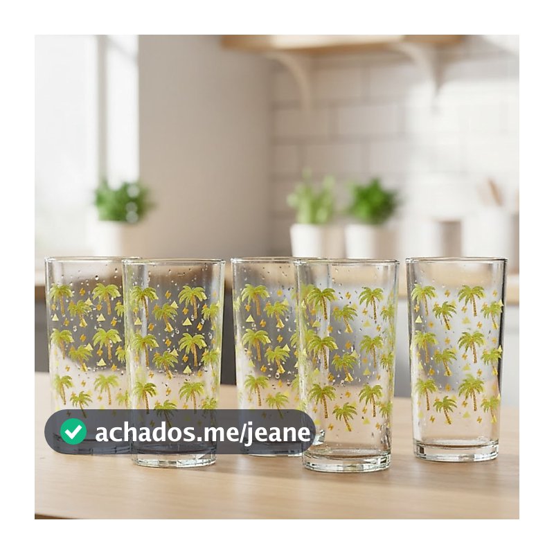 Conjunto Copo de Vidro Long Drink multiuso Coqueiro 6 Peças 255ml - Ruvolo