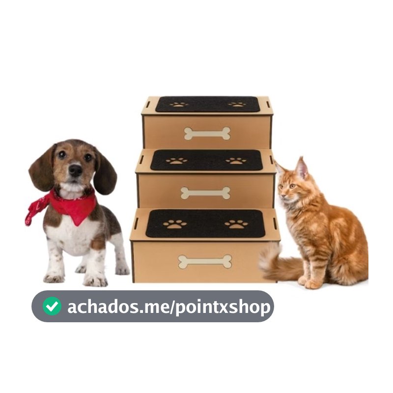 Escadinha de 3 Degraus para cachorro e gatos subir cama sofá e habitat MDF cru com 45 cm de altura promoção